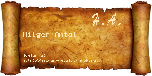Hilger Antal névjegykártya